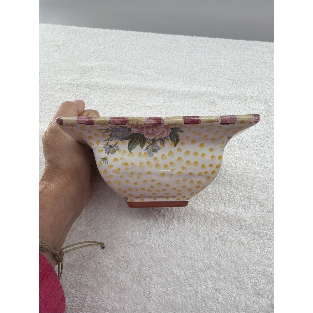 Mackenzie Childs *Retired* Torquay Frank Mustard Pattern, 6" Square Bowl Clay - Picture 3 of 8